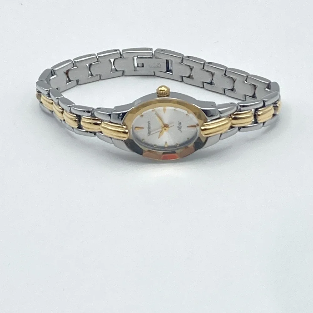 Armitron Now Womens Watch 17mm Silver Gold Two Tone Faceted New Battery SMALL 6
